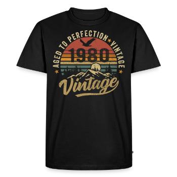 Millésime 1980 Born Legend Cadeau d’anniversaire - T-shirt Premium bio Homme - noir - Devant - Nico (187cm)