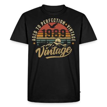 Millésime 1989 Born Legend Cadeau d’anniversaire - T-shirt Premium bio Homme - noir - Devant - Nico (187cm)