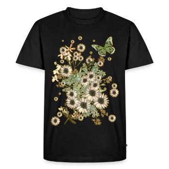 Blossoms over blossoms - Flowers Flora Butterfly - Men's Premium Organic T-Shirt - black - Front - Nico (187cm)