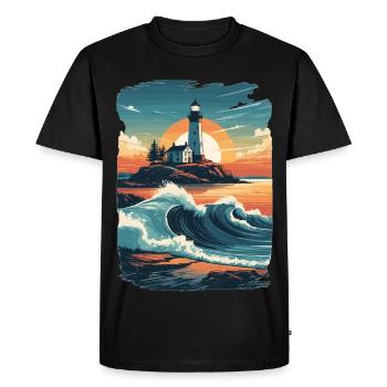 Lighthouse - Men's Premium Organic T-Shirt - black - Front - Nico (187cm)