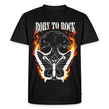 Born to Rock – Chemise en métal Crâne & Papillon - T-shirt Premium bio Homme - noir - Devant - Nico (187cm)