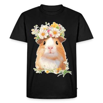 Cochon d’Inde avec des fleurs - T-shirt Premium bio Homme - noir - Devant - Nico (187cm)