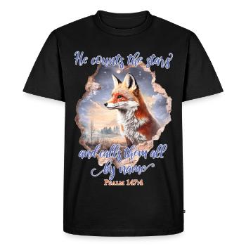 Fox Bible Verse Christian - T-shirt Premium bio Homme - noir - Devant - Nico (187cm)