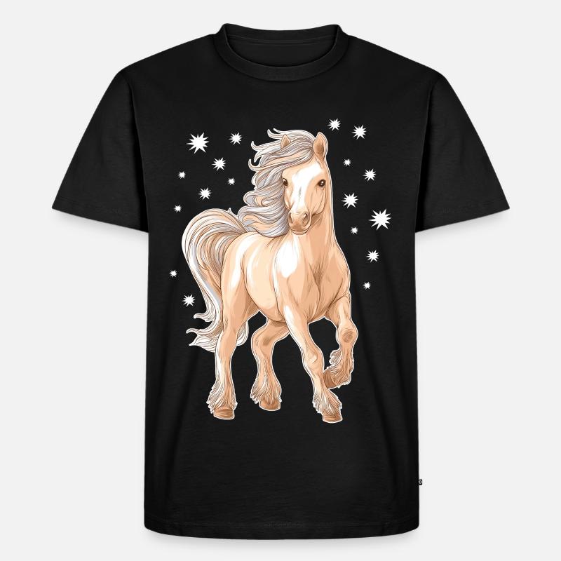 Pferd Pony - Männer Premium Bio T-Shirt - Schwarz