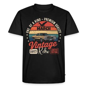 Anniversaire Mars 1977 Année Édition Limitée 1977 - T-shirt Premium bio Homme - noir - Devant - Nico (187cm)
