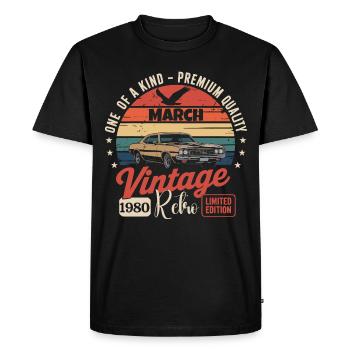 Anniversaire Mars 1980 Année Édition Limitée 1980 - T-shirt Premium bio Homme - noir - Devant - Nico (187cm)