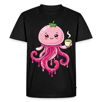 Méduse matcha de Kawaii mignonne - T-shirt Premium bio Homme - noir - Devant - Nico (187cm)