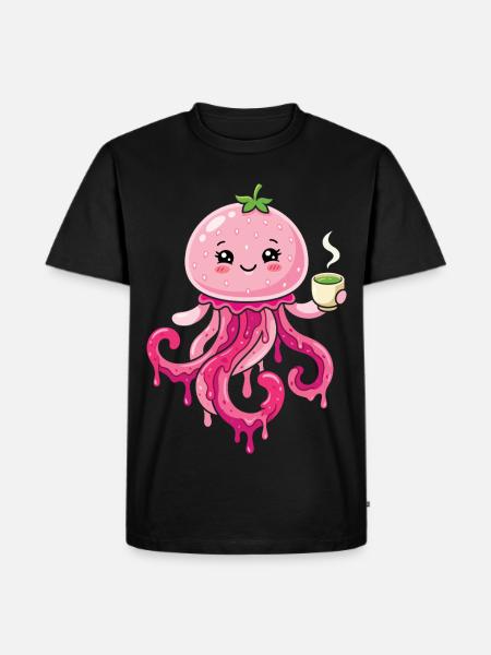 Kawaii Matcha Qualle süß - Männer Premium Bio T-Shirt - Schwarz