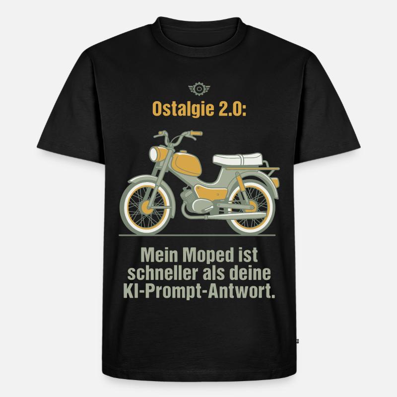 Ostalgie Moped. KI Prompt Spruch - Männer Premium Bio T-Shirt - Schwarz