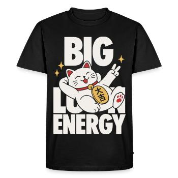 Énergie de la Chance Chat Chanceux - T-shirt Premium bio Homme - noir - Devant - Nico (187cm)