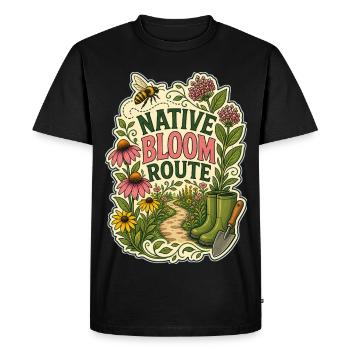 NATIVE BLOOM ROUTE - Men's Premium Organic T-Shirt - black - Front - Nico (187cm)