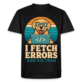 Je reçois les erreurs et je les corrige, chien du développeur - T-shirt Premium bio Homme - noir - Devant - Nico (187cm)