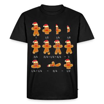 Lebkuchenmann Brüche Mathe Nerd Weihnachten Xmas - Männer Premium Bio T-Shirt - Schwarz - Vorne - Nico (187cm)