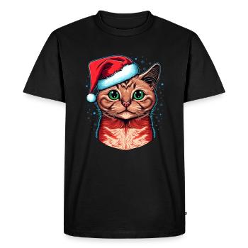 Gorgeous Xmas cat digital illustration, a great - Men's Premium Organic T-Shirt - black - Front - Nico (187cm)