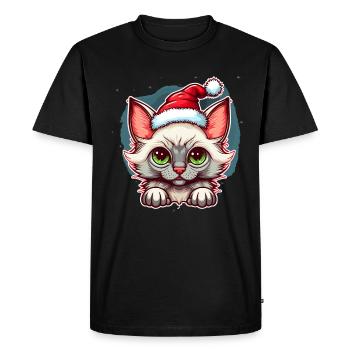 Adorable illustration de chat de Noël pour tous les fans de chats - T-shirt Premium bio Homme - noir - Devant - Nico (187cm)