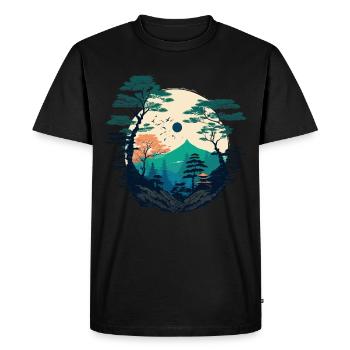 Illustration japonaise - T-shirt Premium bio Homme - noir - Devant - Nico (187cm)