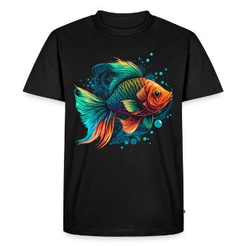 Illustration de poisson arc-en-ciel - T-shirt Premium bio Homme - noir - Devant - Nico (187cm)