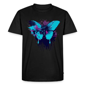 Blue Vaporwave Butterfly - Men's Premium Organic T-Shirt - black - Front - Nico (187cm)