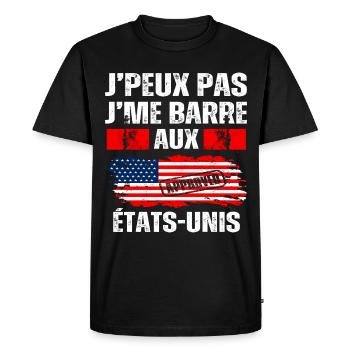Je peux pas j' me barre aux États-unis cadeau USA - T-shirt Premium bio Homme - noir - Devant - Nico (187cm)
