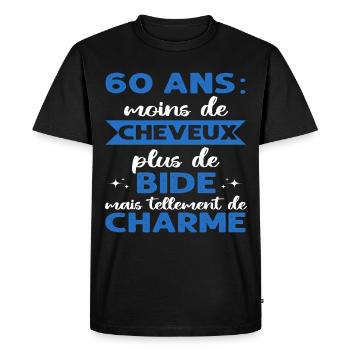 60 ans humour cadeau 60 ème anniversaire homme - T-shirt Premium bio Homme - noir - Devant - Nico (187cm)