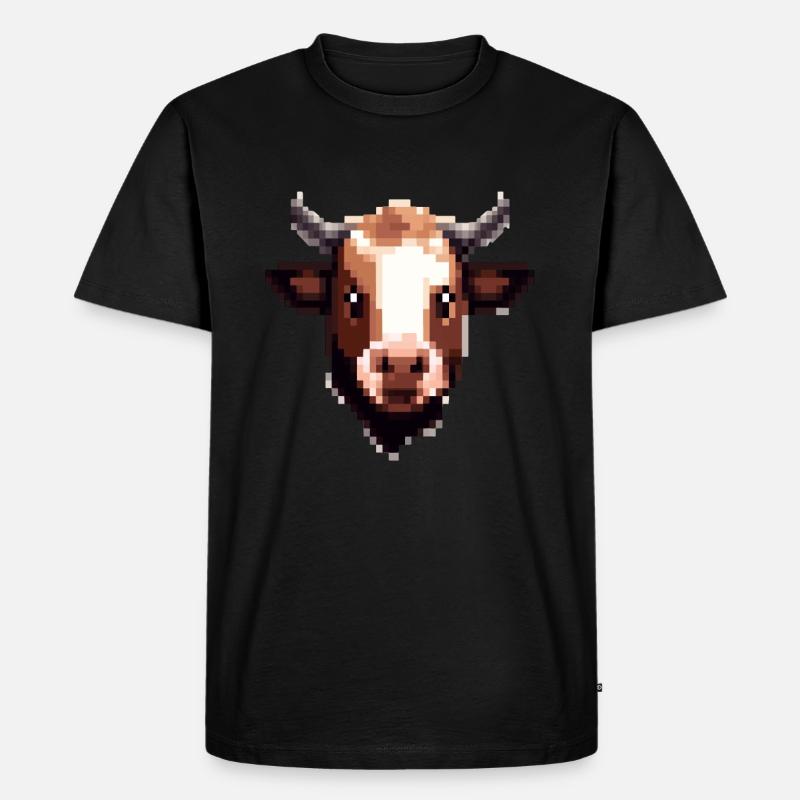 Pixula die Kuh - Männer Premium Bio T-Shirt - Schwarz