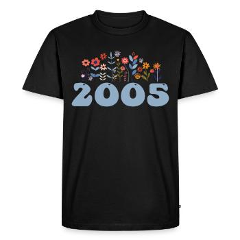 2005 Motif floral 2005 Floral Thème Fleurs 2005 - T-shirt Premium bio Homme - noir - Devant - Nico (187cm)