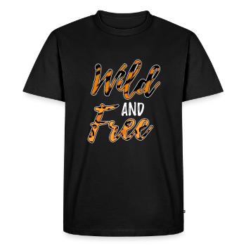 Wild and Free Leopard and Tiger Pattern Gift - Men's Premium Organic T-Shirt - black - Front - Nico (187cm)