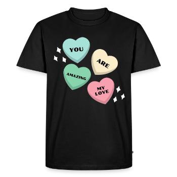 XOXO Saint-Valentin, Saint Valentin - T-shirt Premium bio Homme - noir - Devant - Nico (187cm)