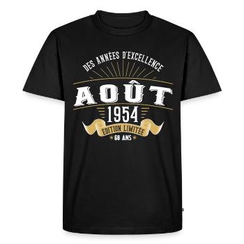 68 Ans Anniversaire Vintage Né(e) en Août 1954 - T-shirt Premium bio Homme - noir - Devant - Nico (187cm)