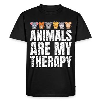 Les animaux sont ma thérapie Amoureux des animaux Animaux - T-shirt Premium bio Homme - noir - Devant - Nico (187cm)