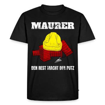 Briqueteur le plâtre fait le reste - T-shirt Premium bio Homme - noir - Devant - Nico (187cm)