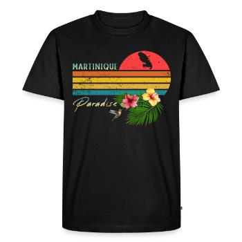 Martinique Vintage Antilles 972 Colibri Tropical - T-shirt Premium bio Homme - noir - Devant - Nico (187cm)