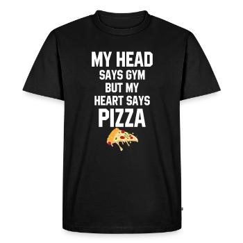 Pizza My Heart Say Gym Funny Gift - Men's Premium Organic T-Shirt - black - Front - Nico (187cm)