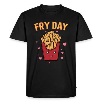 Fryday Frites Vendredi Coeur Cadeau Cool - T-shirt Premium bio Homme - noir - Devant - Nico (187cm)