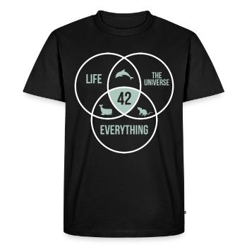 42 Réponse à Toute vie Univers Nombre 42 - T-shirt Premium bio Homme - noir - Devant - Nico (187cm)