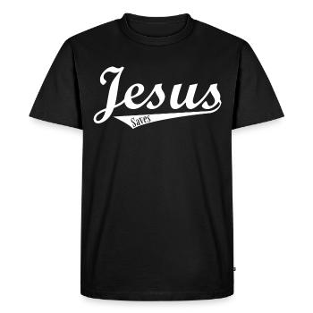 Jésus Christ le Sauveur Cadeau cool - T-shirt Premium bio Homme - noir - Devant - Nico (187cm)