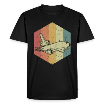 Cadeau de l’avion rétro couleurs cool - T-shirt Premium bio Homme - noir - Devant - Nico (187cm)