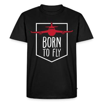 Born to Fly Pilot Airplane Cool - Men's Premium Organic T-Shirt - black - Front - Nico (187cm)
