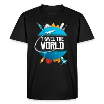 World Trip Around the World Cool Gift - Men's Premium Organic T-Shirt - black - Front - Nico (187cm)