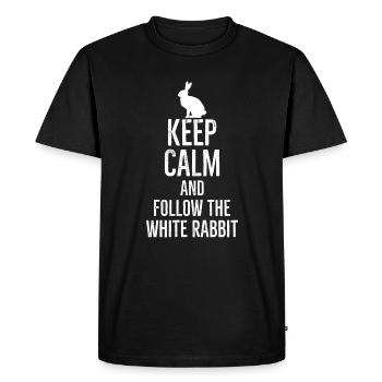 Stay calm and follow the white rabbit rabbit - Men's Premium Organic T-Shirt - black - Front - Nico (187cm)