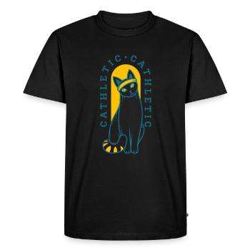 Gymnastique Ninja Chat Sportif Kathleth Drôle - T-shirt Premium bio Homme - noir - Devant - Nico (187cm)