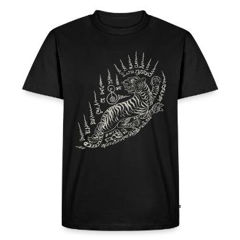 Sak Yant Thai Tattoo Tiger AnimalIsh Cool - Men's Premium Organic T-Shirt - black - Front - Nico (187cm)