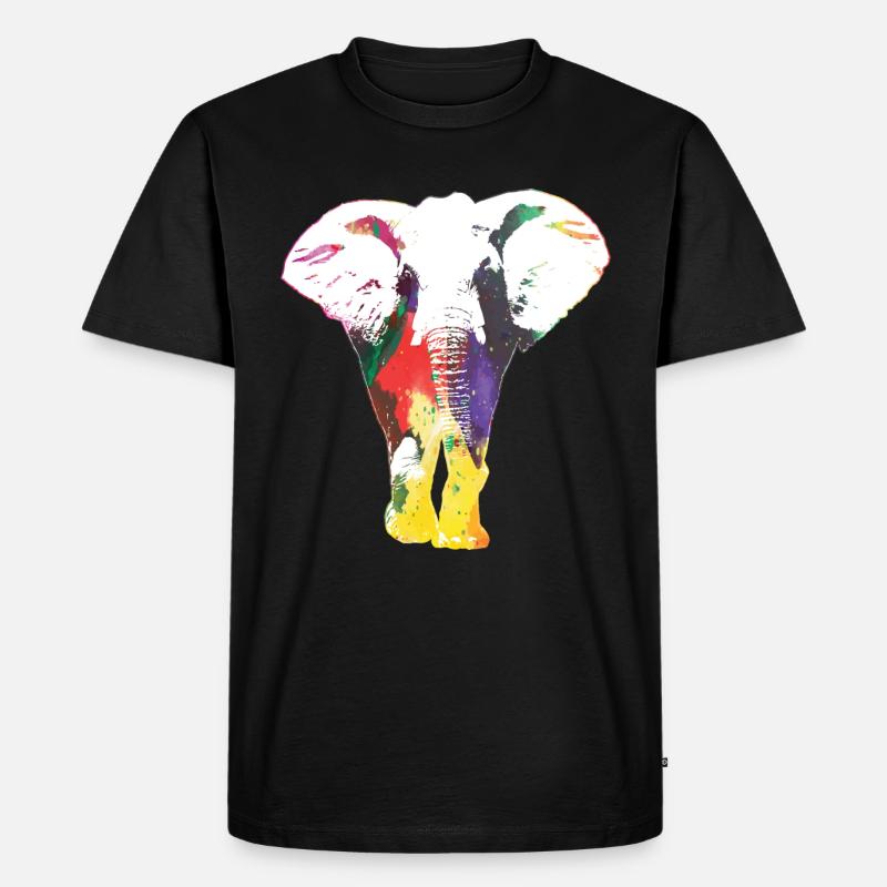 Elefant Regenbogen Wildlife Cooles Geschenk - Männer Premium Bio T-Shirt - Schwarz