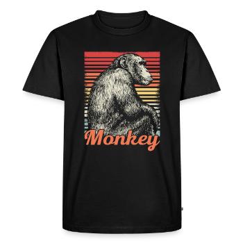 Singe animal Mignon Safari Retro Cool Cadeau - T-shirt Premium bio Homme - noir - Devant - Nico (187cm)