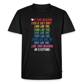 Tolérance - T-shirt Premium bio Homme - noir - Devant - Nico (187cm)