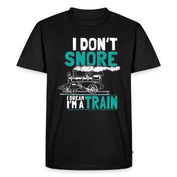 Snoring like a train dreaming - Men's Premium Organic T-Shirt - black - Front - Nico (187cm)