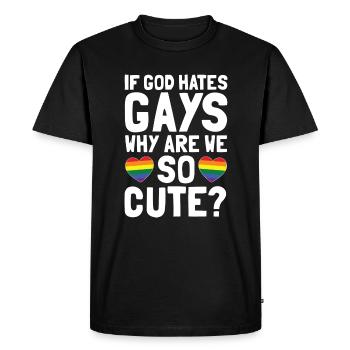 LGBT God Hates Gay Rainbow Heart - Men's Premium Organic T-Shirt - black - Front - Nico (187cm)