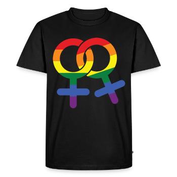 LGBT Lesbian Female Gift Symbol - Men's Premium Organic T-Shirt - black - Front - Nico (187cm)