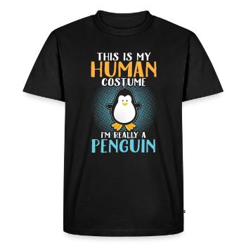 Penguin in human costume - Men's Premium Organic T-Shirt - black - Front - Nico (187cm)