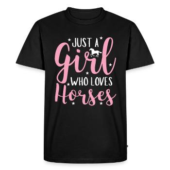 Fille aime les chevaux amoureux des chevaux - T-shirt Premium bio Homme - noir - Devant - Nico (187cm)